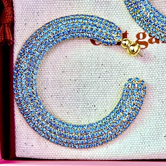 🌺🎉HP🎉🌺 NWT Cult Gaia Mira Crystal Earrings Light Sapphire - Picture 6 of 16